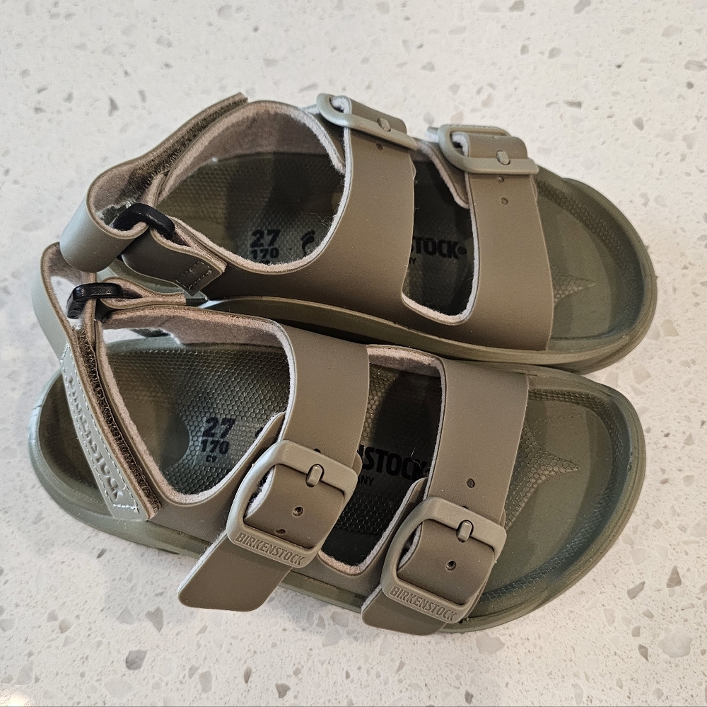New Birkenstock Mogami Kids Olive Green Velcro Adjustable Sandals Sz 27 - Picture 2 of 7